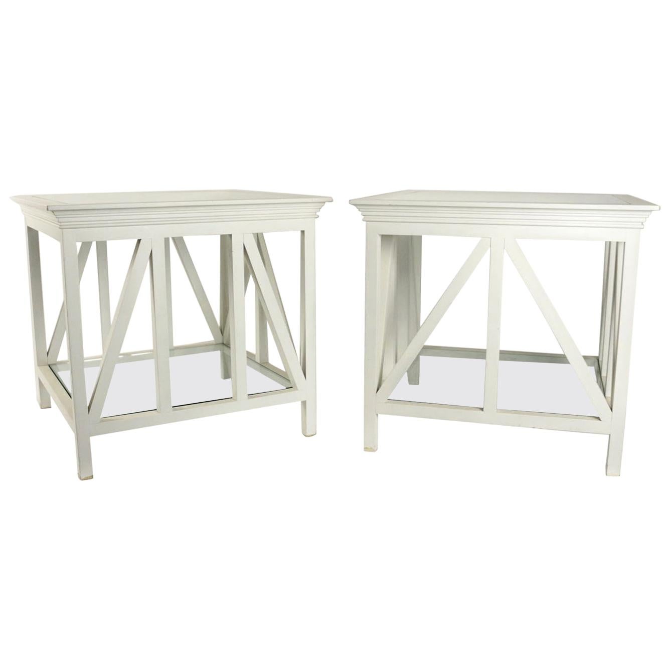 Pair of White Painted Sofa or Night Tables, circa 1990