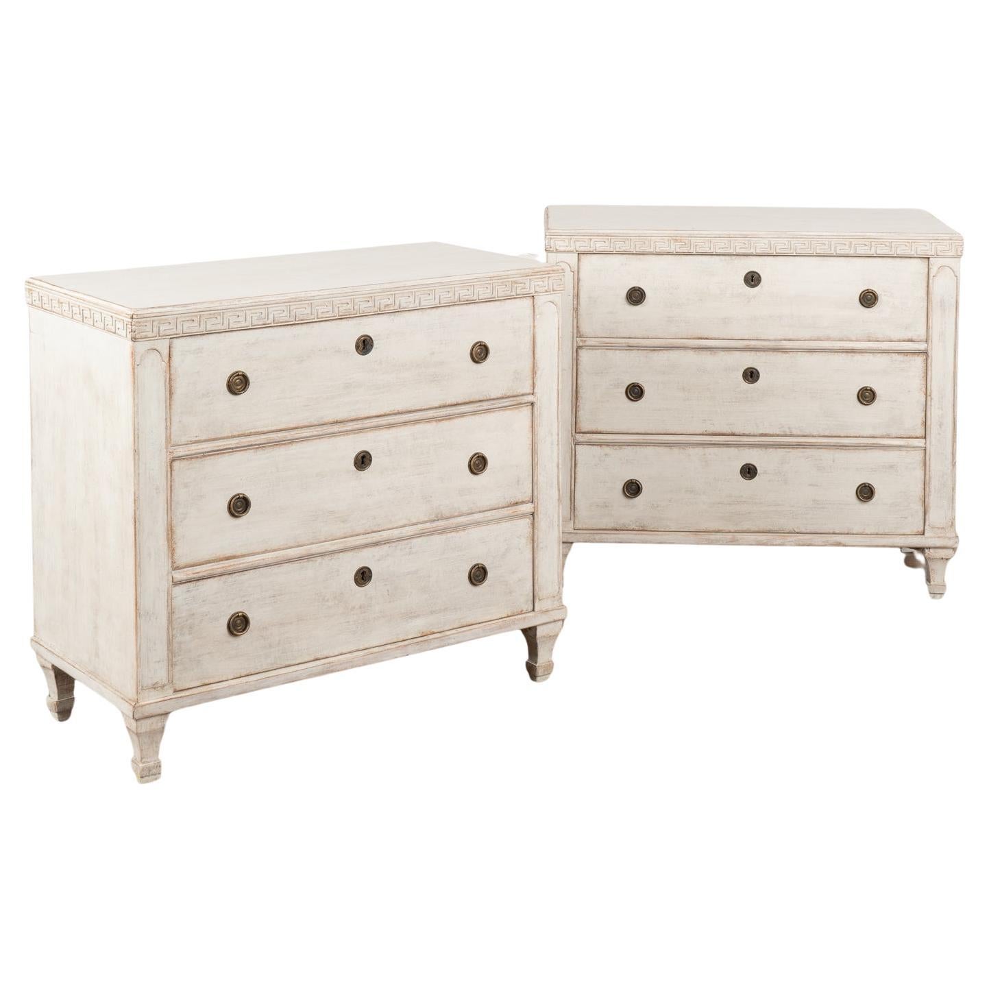 Pair of White Painted Swedish Chest of Drawers, circa 1880 For Sale