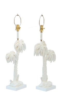 Pair of White Palm Tree Lamps