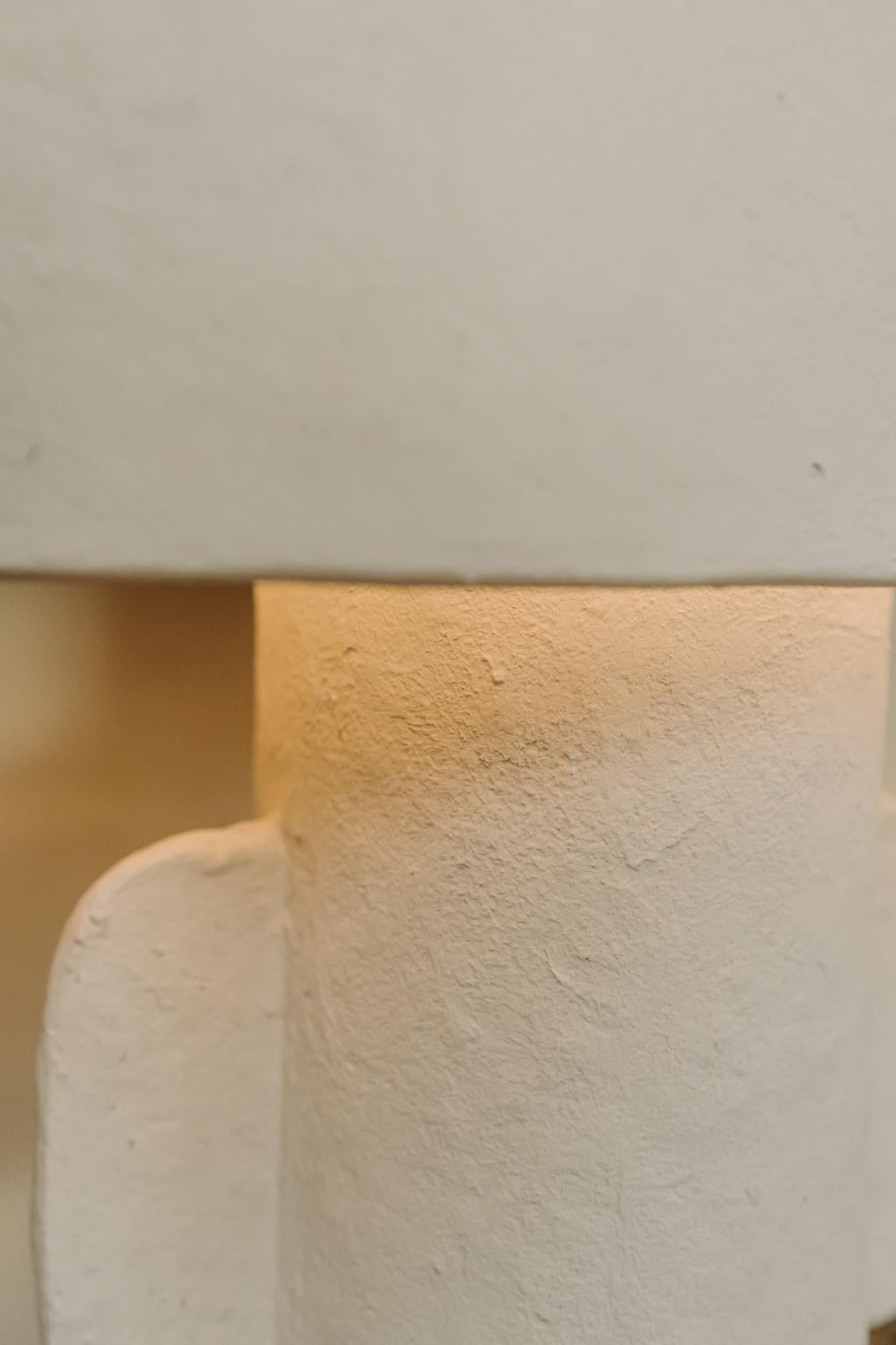 Pair of White Papier Mâché Table Lamps with ovalshaped lampshade 7