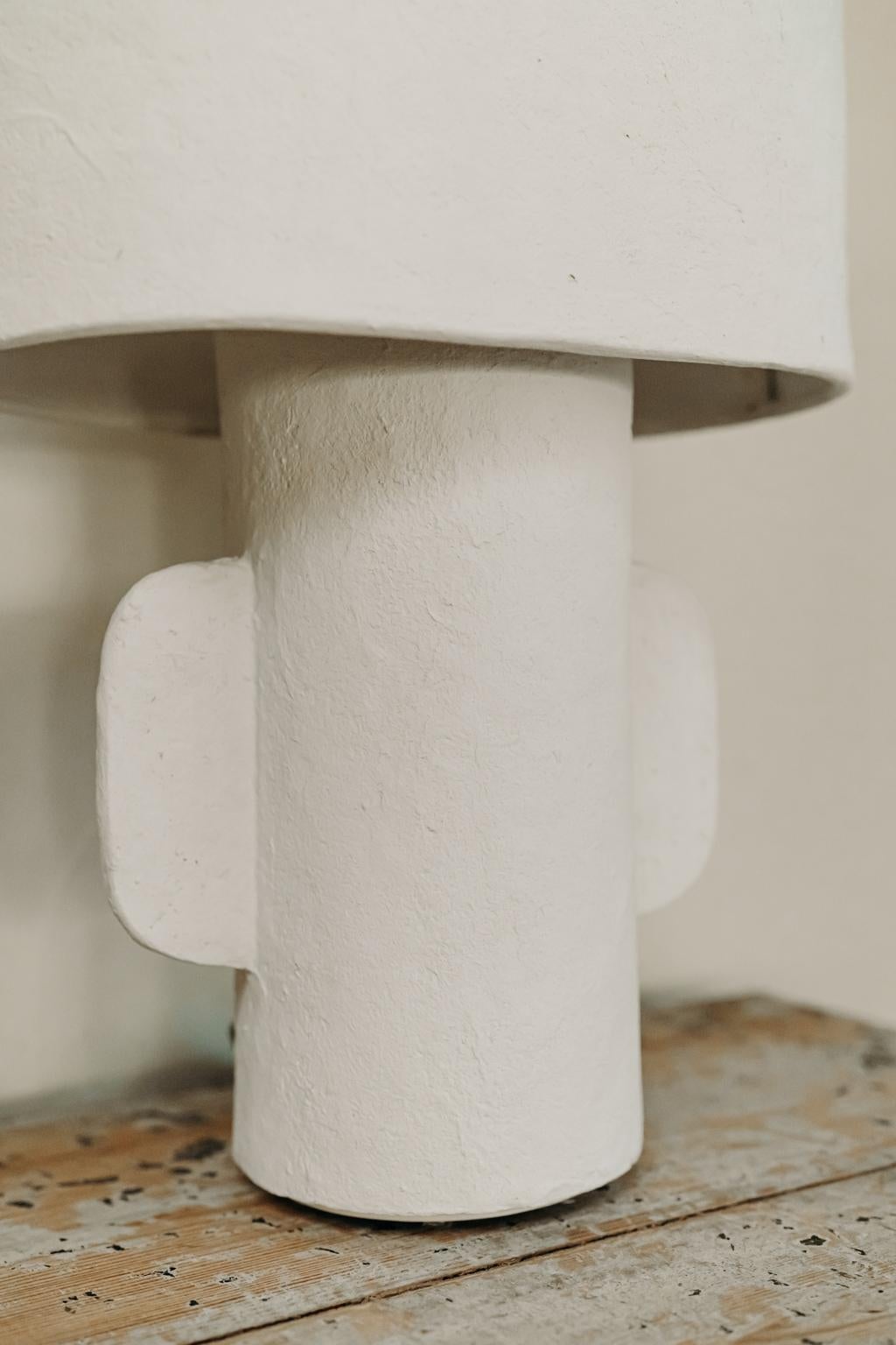 Pair of White Papier Mâché Table Lamps with ovalshaped lampshade 8