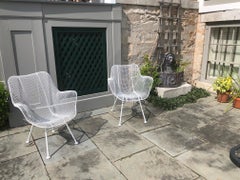 Pair of White Patio Chairs by Russell Woodard