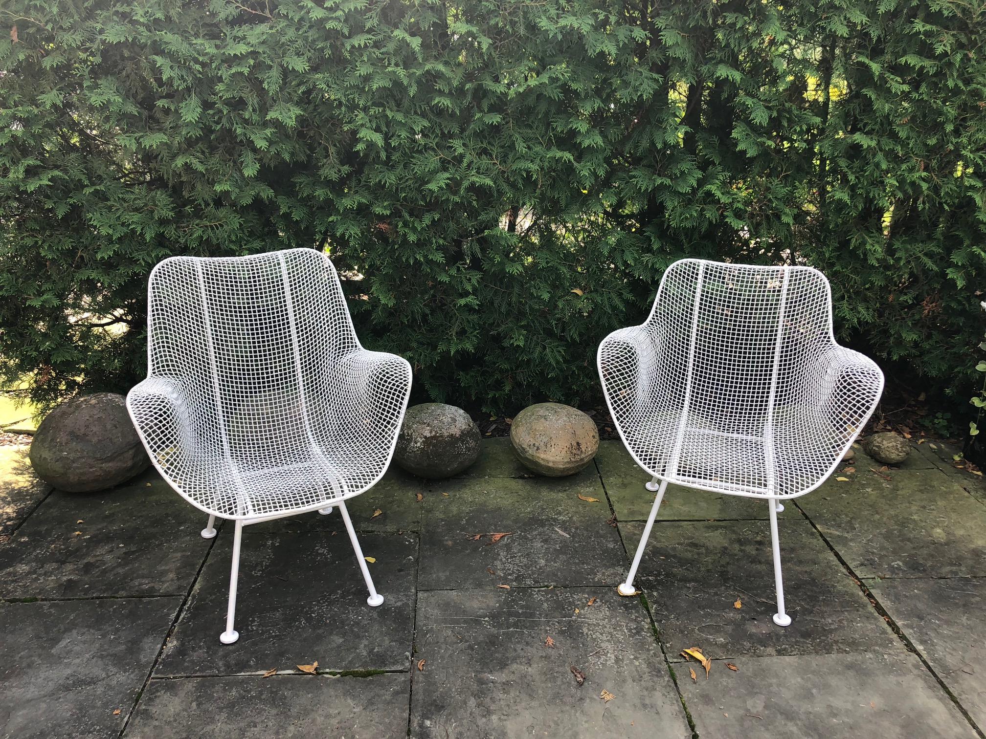 Mid-Century Modern Pair of White Patio Chairs by Russell Woodard