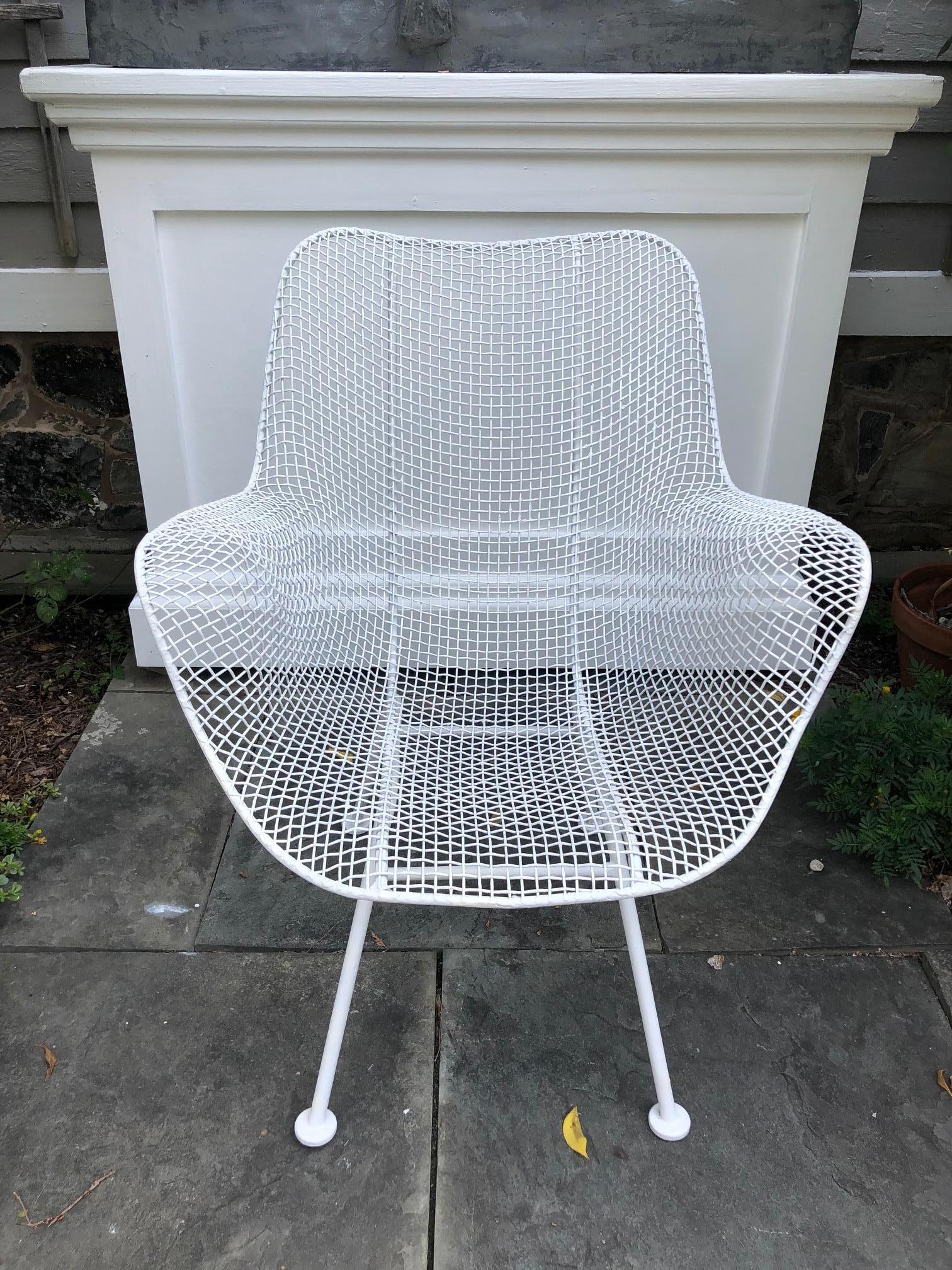 Painted Pair of White Patio Chairs by Russell Woodard