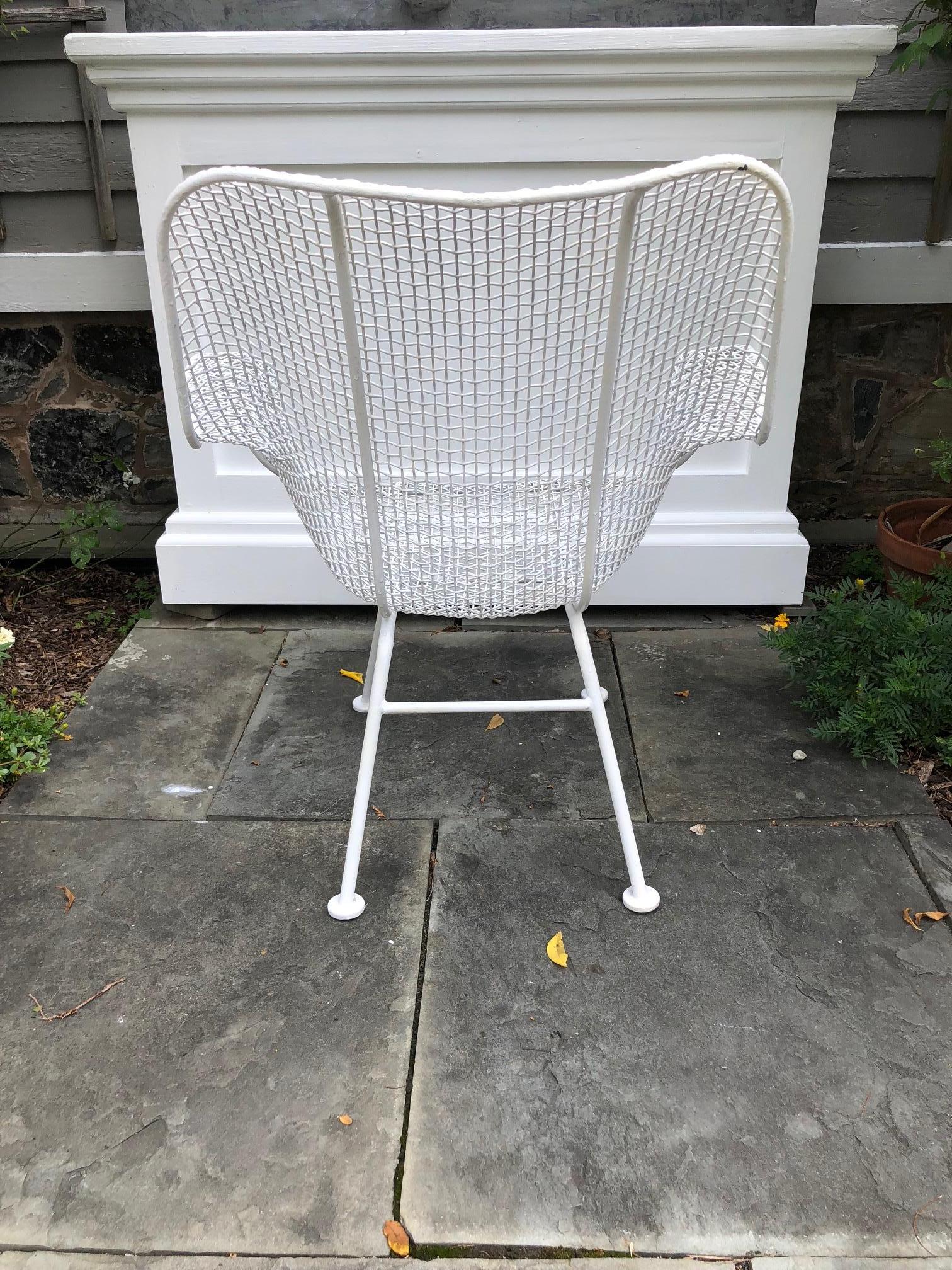 Metal Pair of White Patio Chairs by Russell Woodard