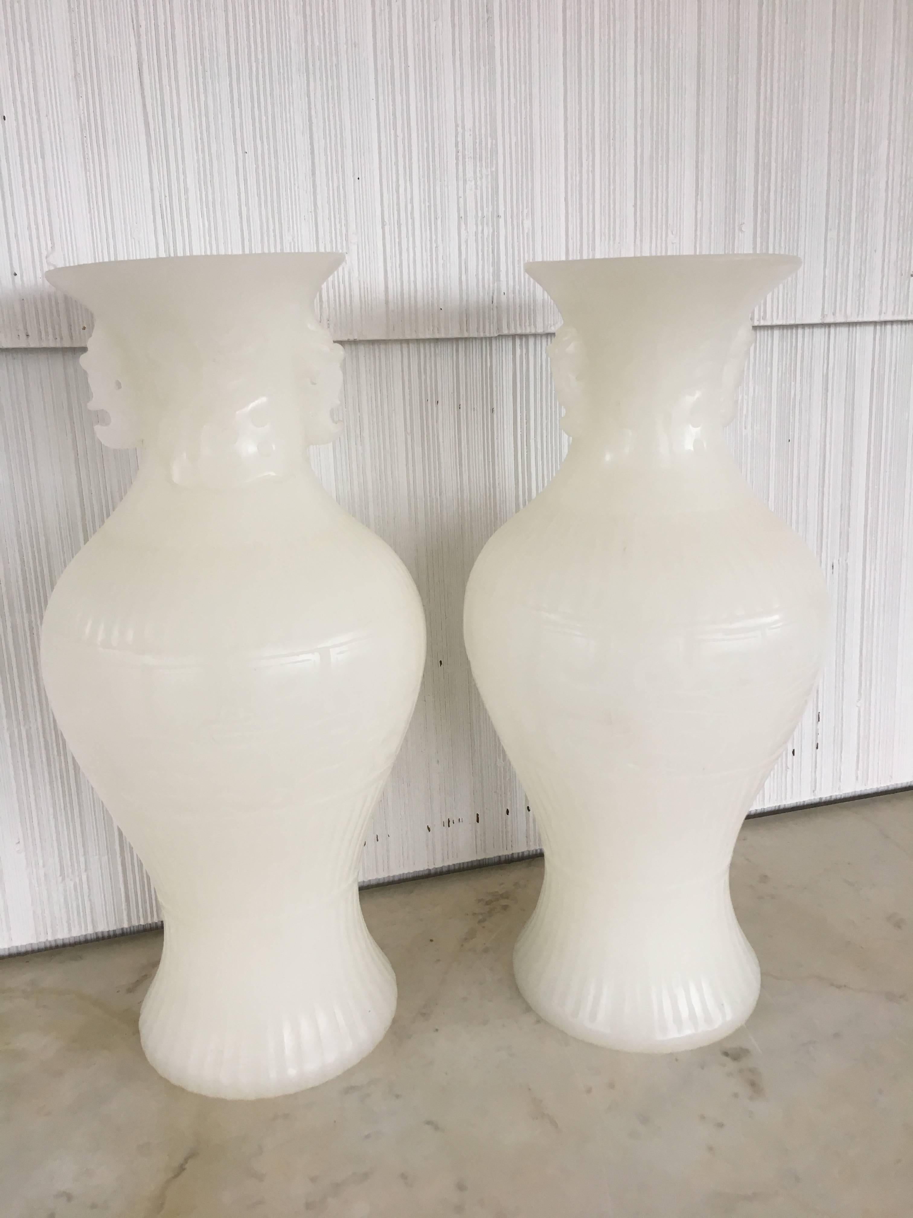 Pair of White Peking Glass Vases 7