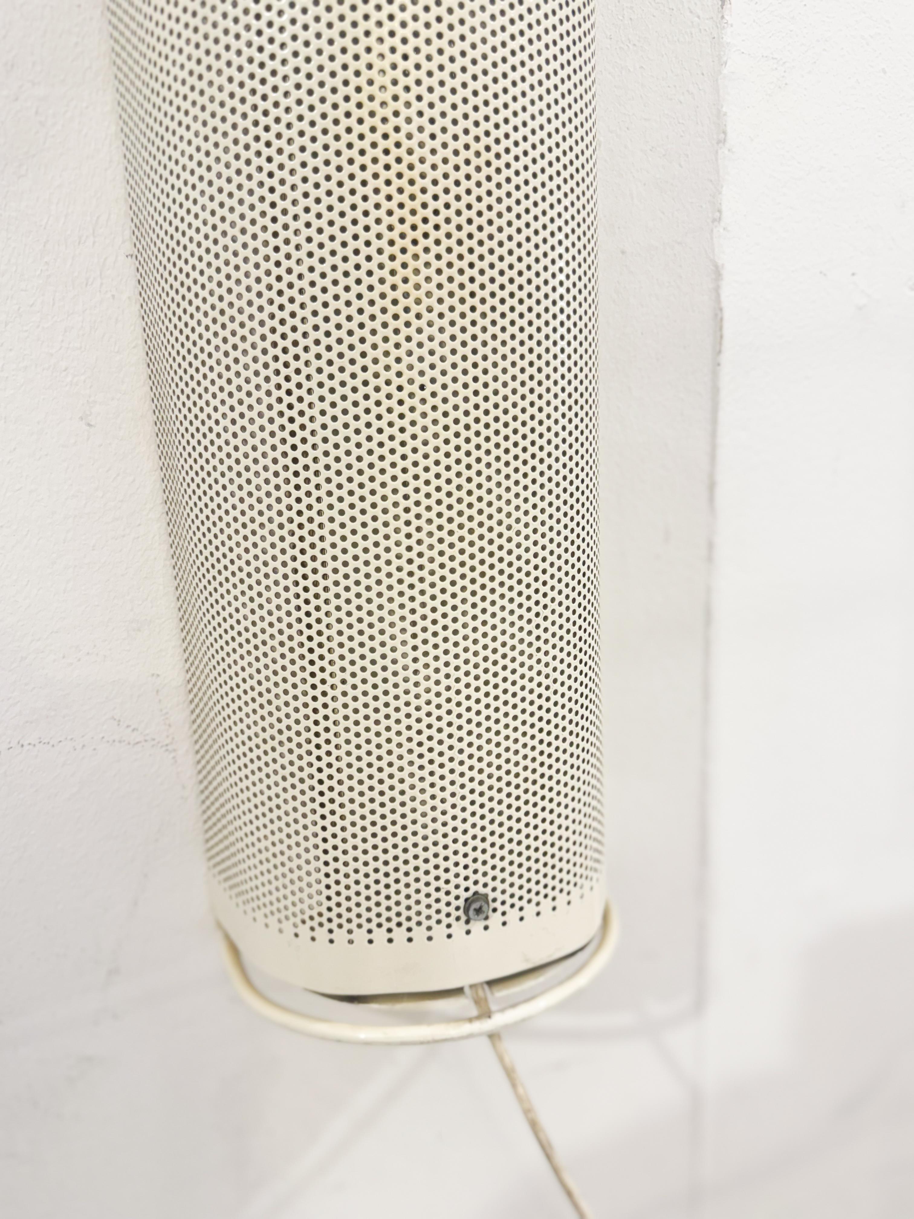 Pair of white perforated metal wall lights, 1980, France For Sale 1