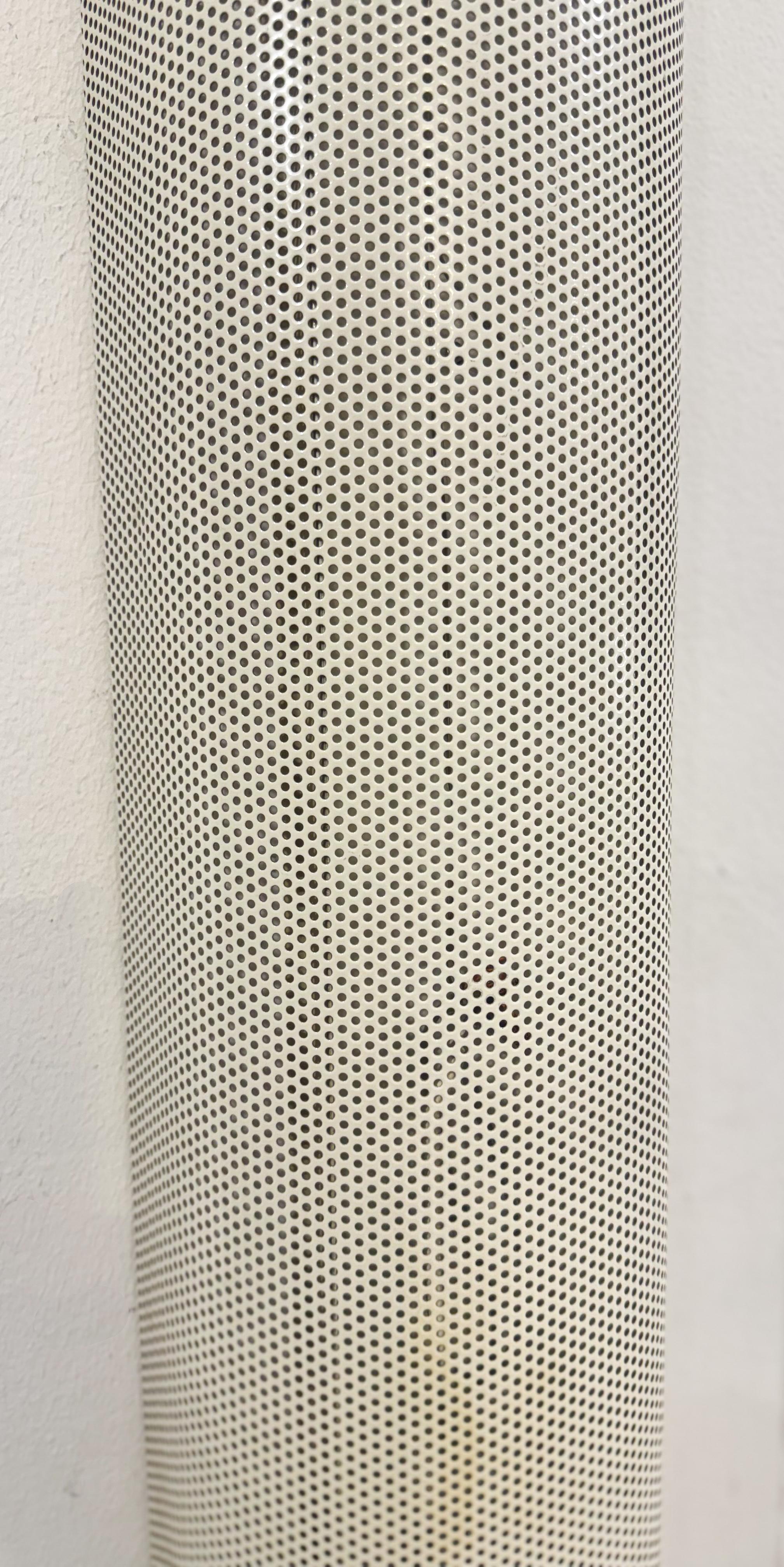 Pair of white perforated metal wall lights, 1980, France For Sale 2