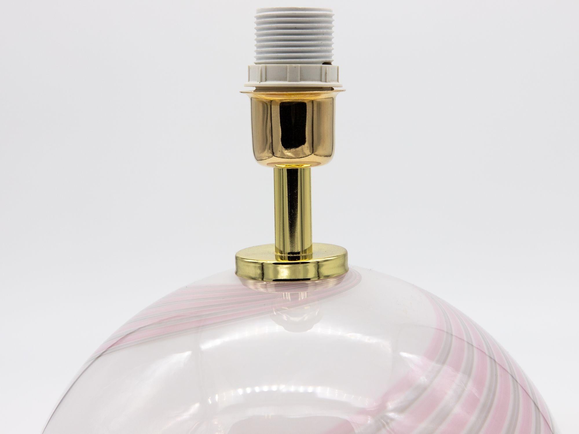 Pair of White, Pink, and Gray Swirl Murano Glass Lamps, Italy 2010s For Sale 3