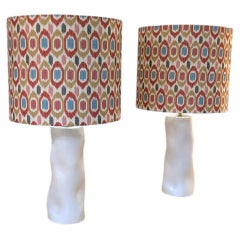 Pair of White Plaster Lamps