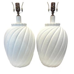 Pair of White Plaster Lamps