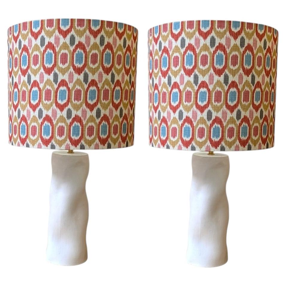 Pair of White Plaster Lamps