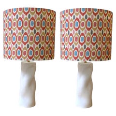 Pair of White Plaster Lamps