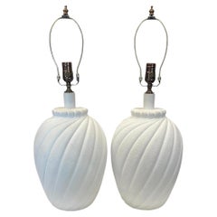 Pair of White Plaster Lamps