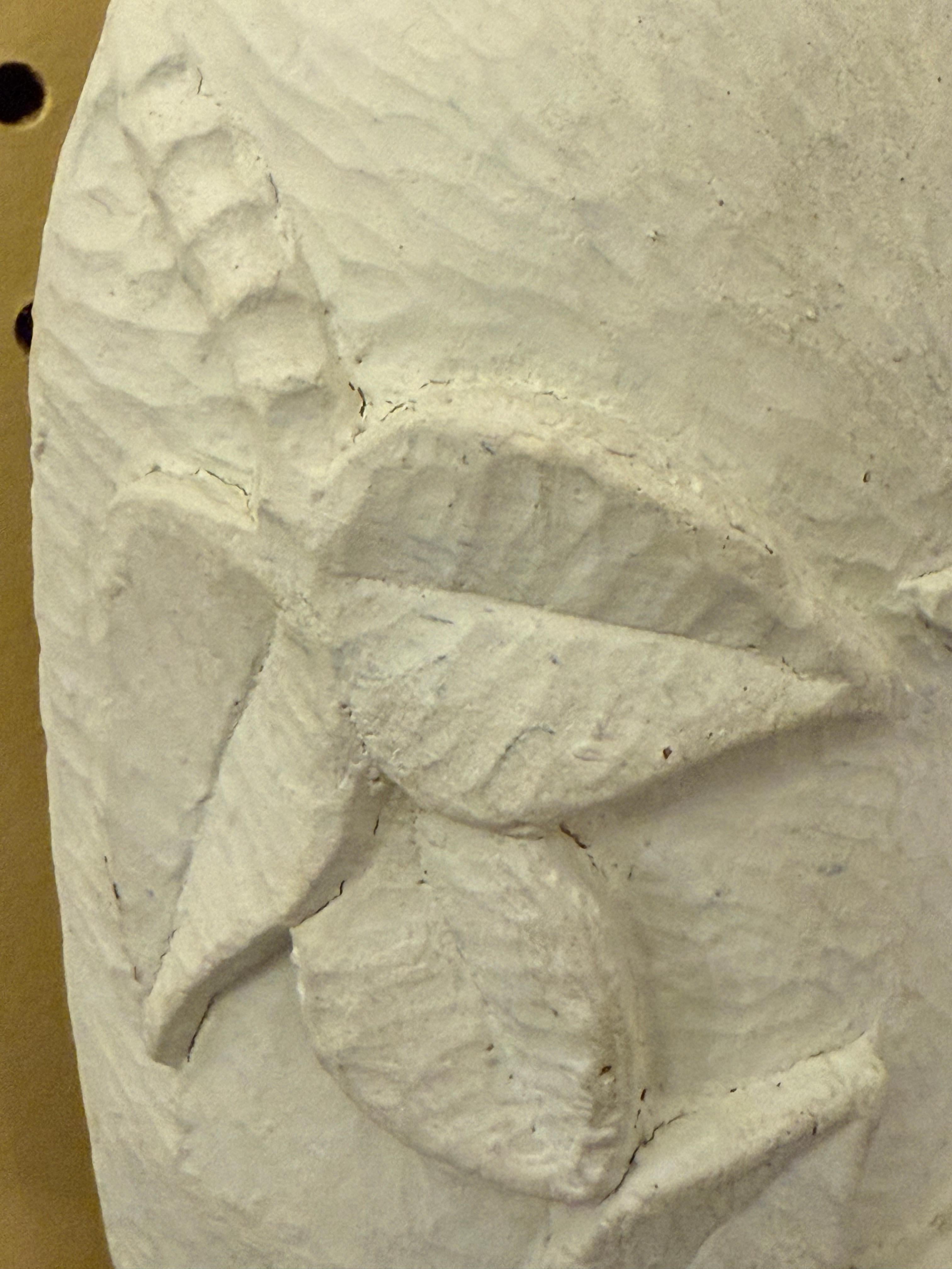 Pair of White Plaster Textured Wall Mexican Masks For Sale 1