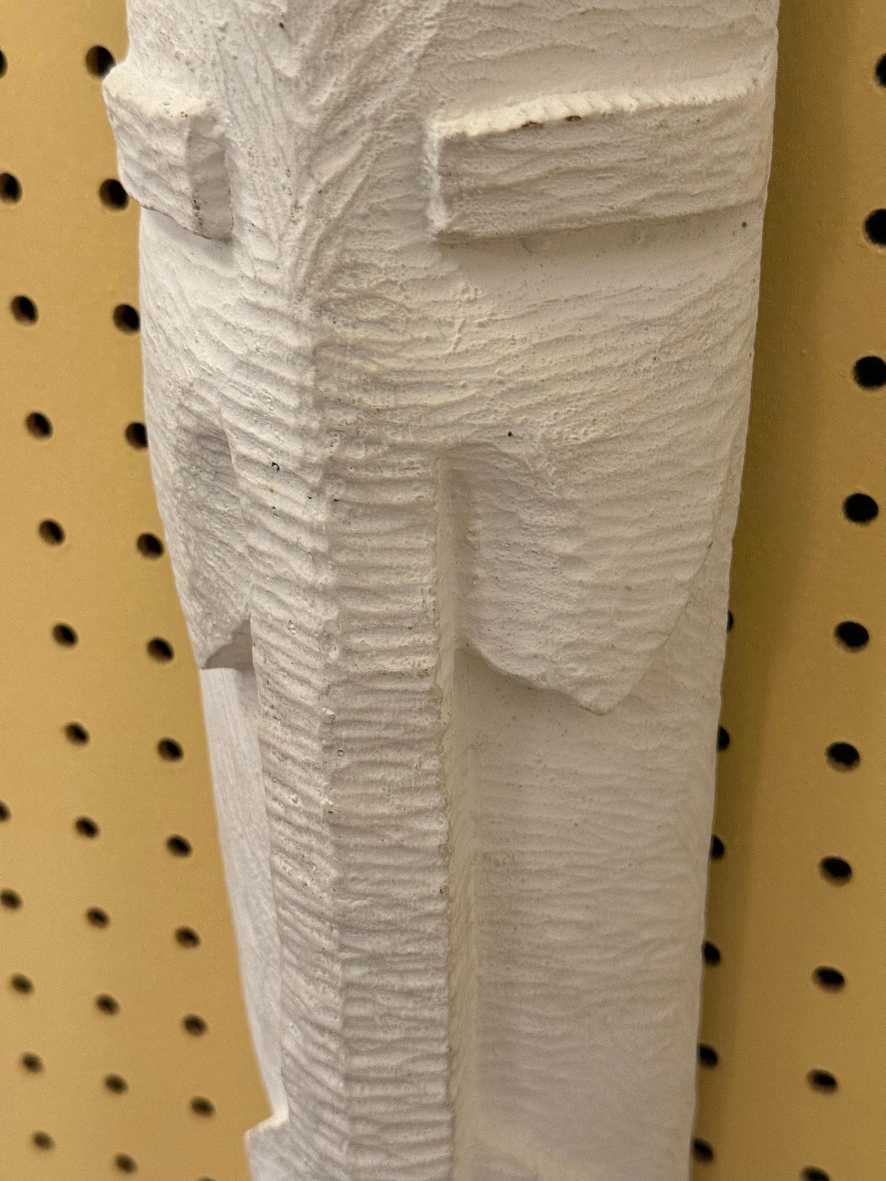 Pair of White Plaster Textured Wall Mexican Masks For Sale 2