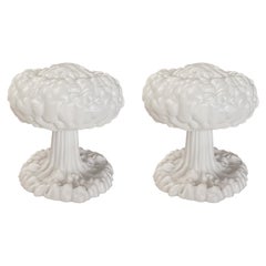 Pair of  White Plastic "Mushroom Cloud" Atomic Explosion Lamps