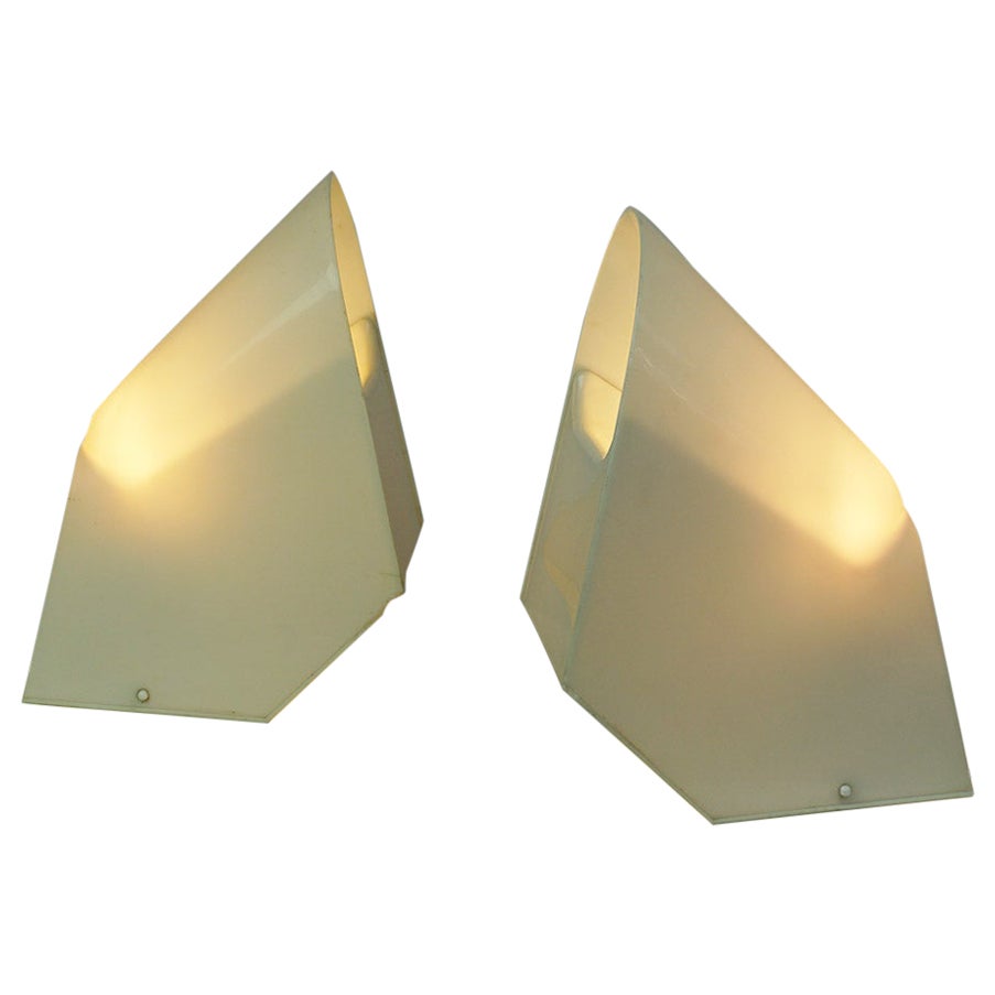 Pair of White Plastic Table Lamps by Cini Boeri for Stilnovo Italy