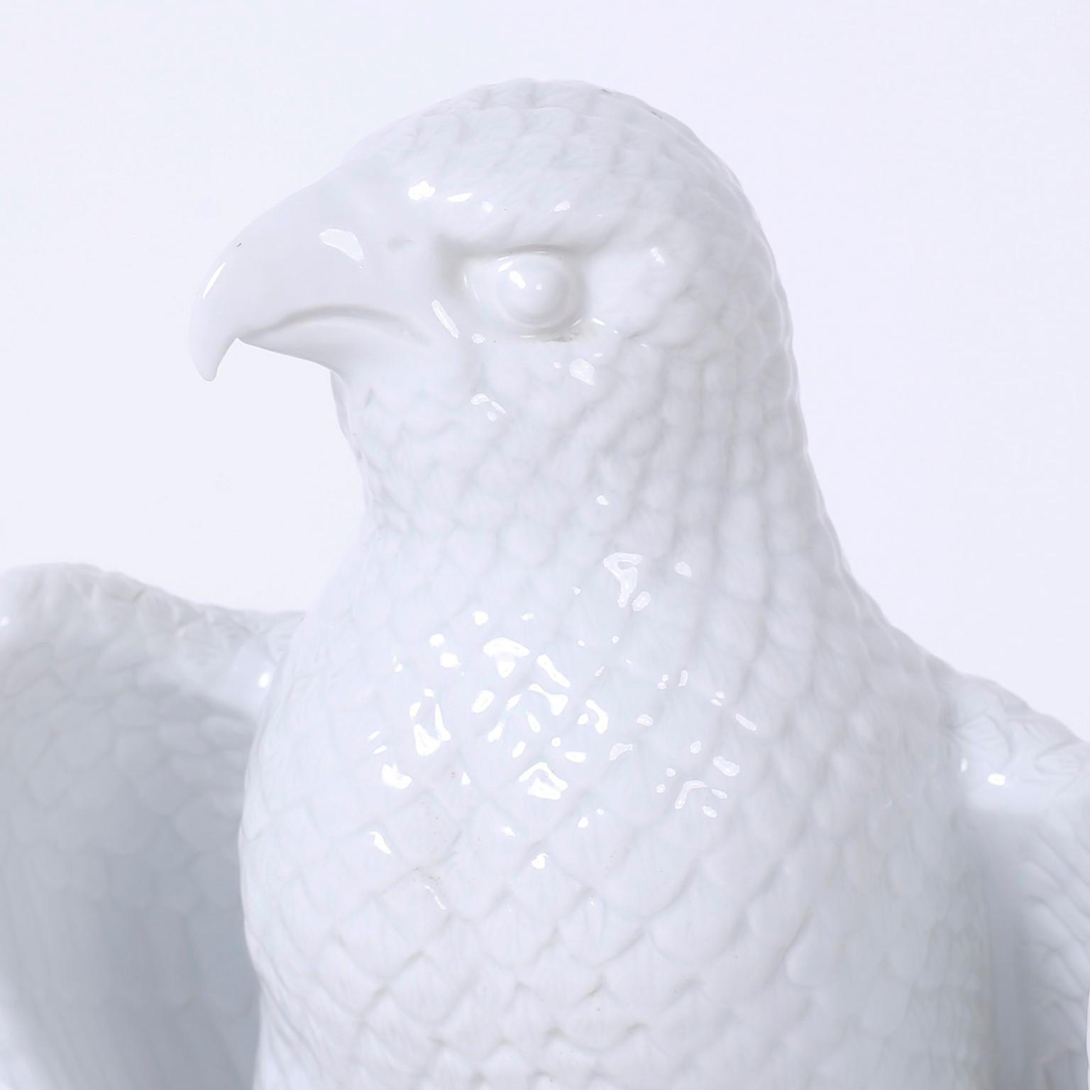 Italian Pair of White Porcelain Birds