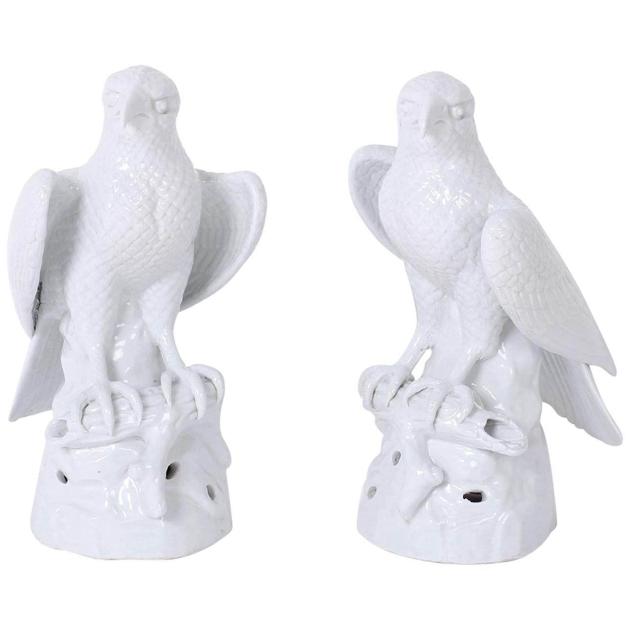 Pair of White Porcelain Birds