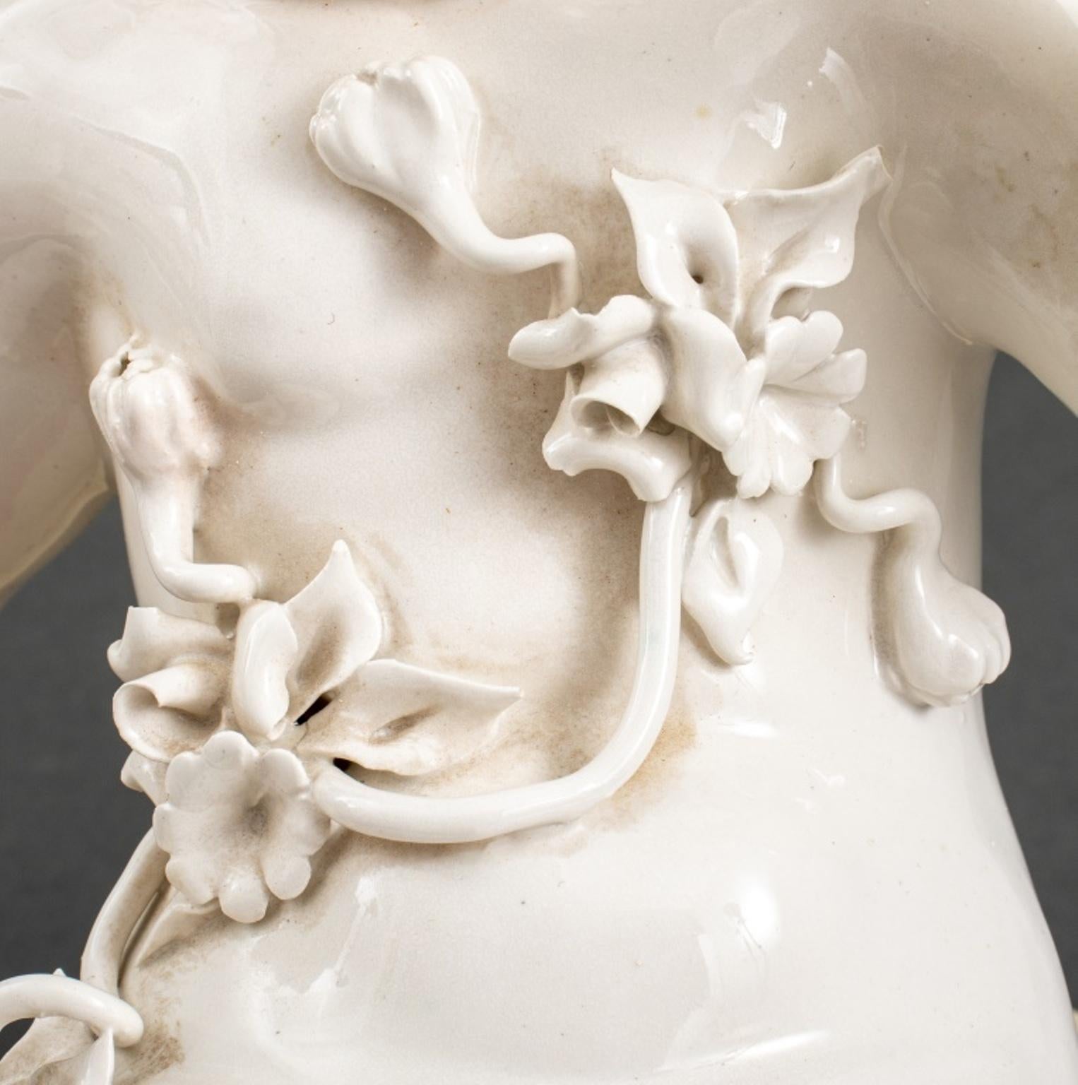 Pair of White Porcelain Cherub Putti Sculptures For Sale 6