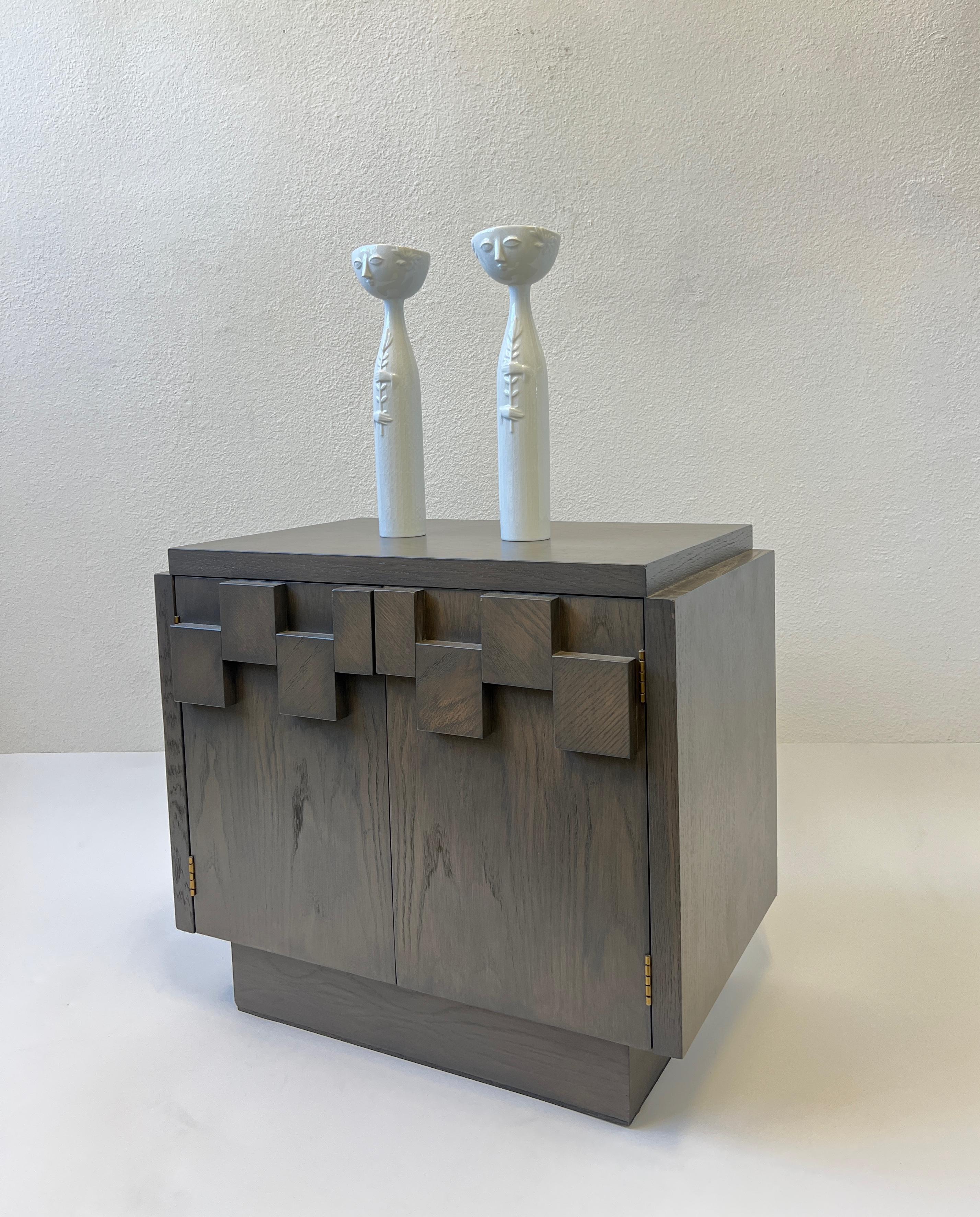 Glazed Pair of White Porcelain Eva Candle Holders by Bijorn Wiinblad for Rosenthal