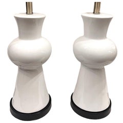 Midcentury White Porcelain Lamps