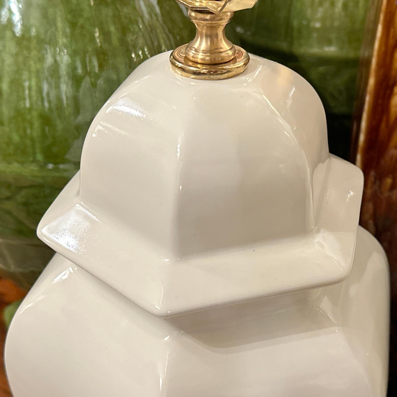 Italian Pair of White Porcelain Lamps For Sale