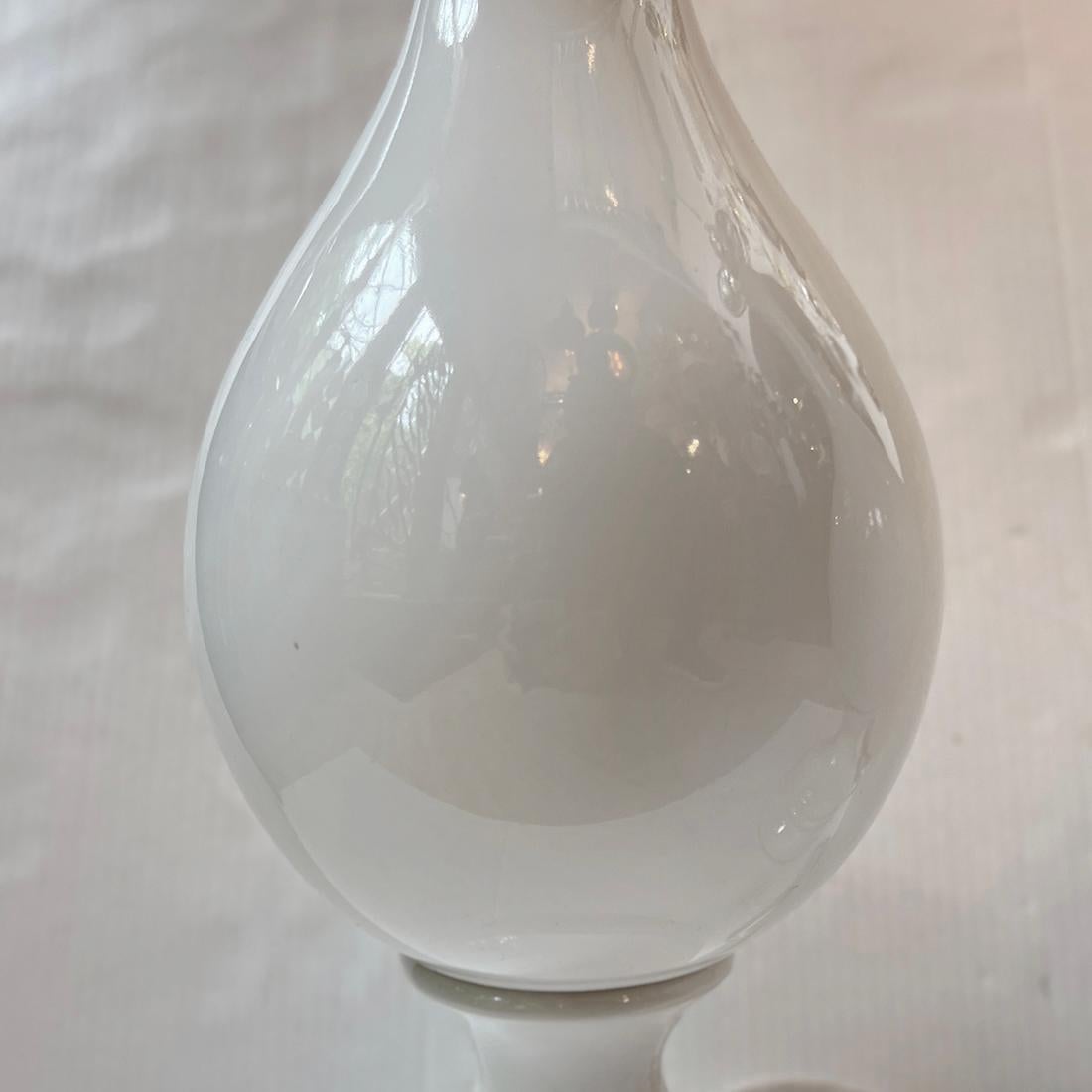 French Pair of White Porcelain Lamps For Sale