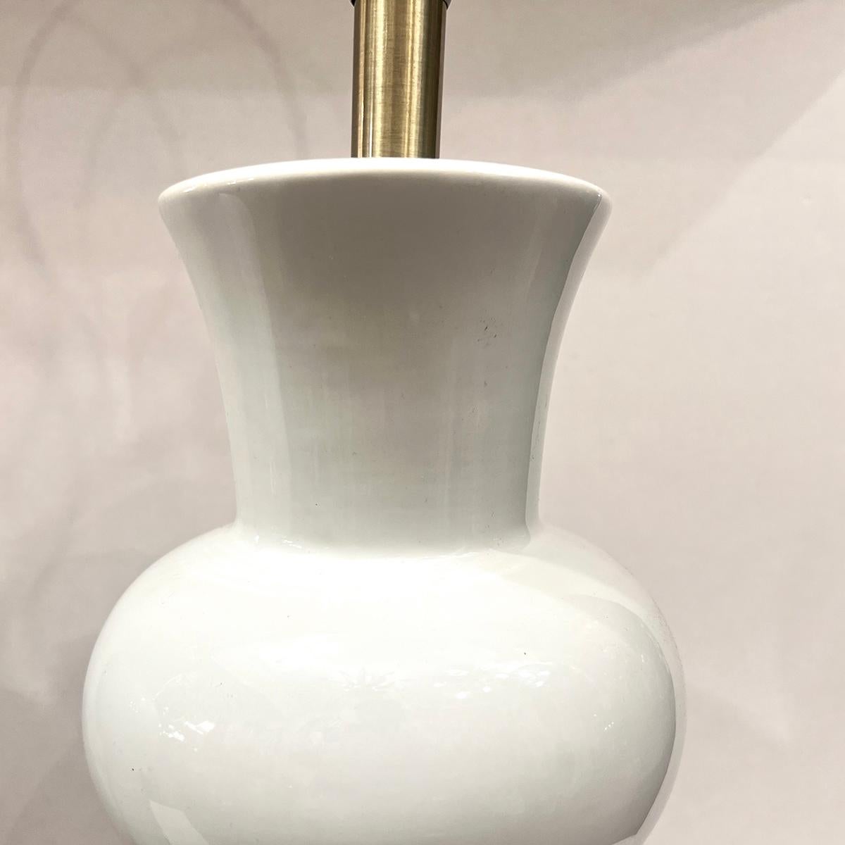 Midcentury White Porcelain Lamps In Good Condition For Sale In New York, NY
