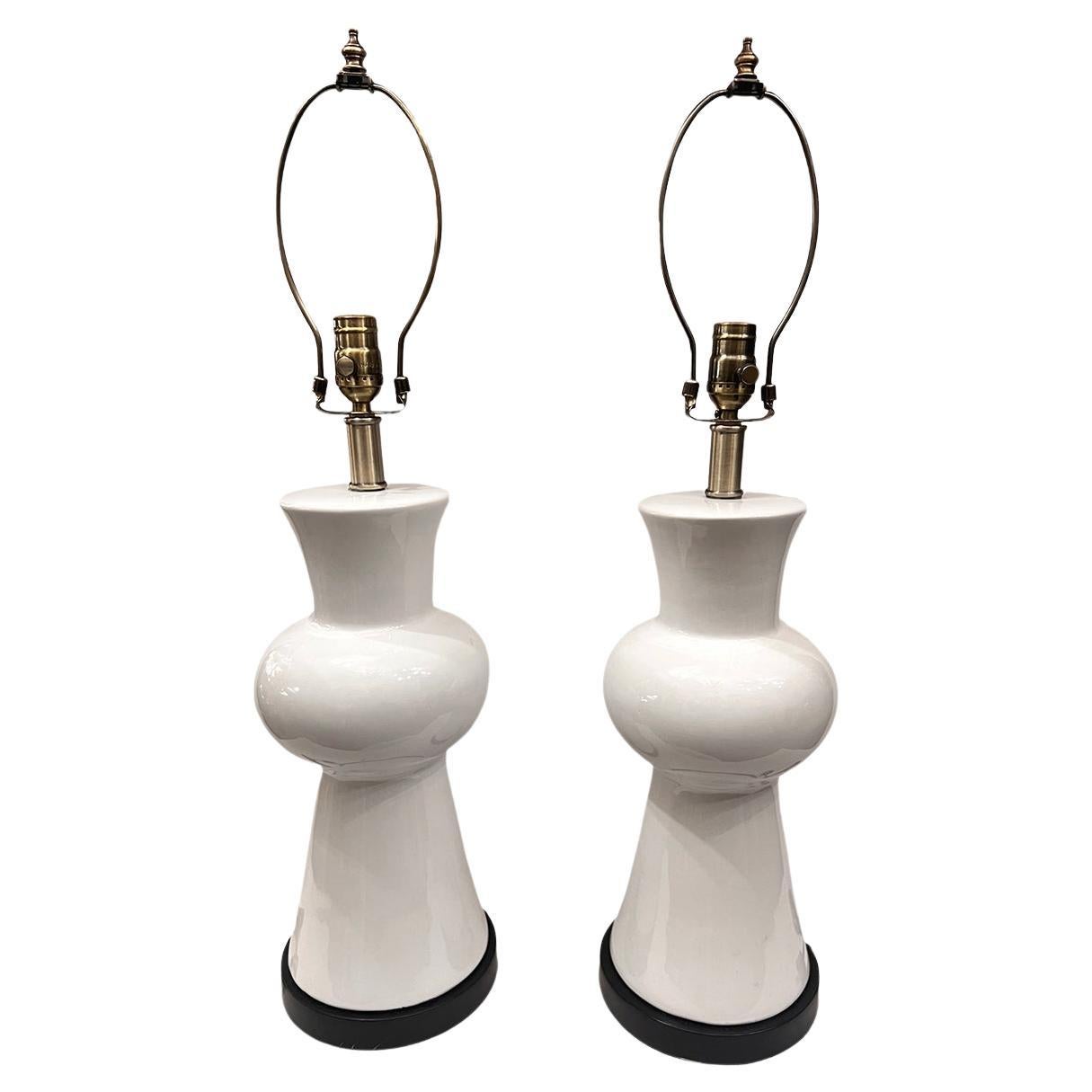Midcentury White Porcelain Lamps
