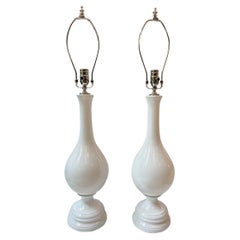 Vintage Pair of White Porcelain Lamps