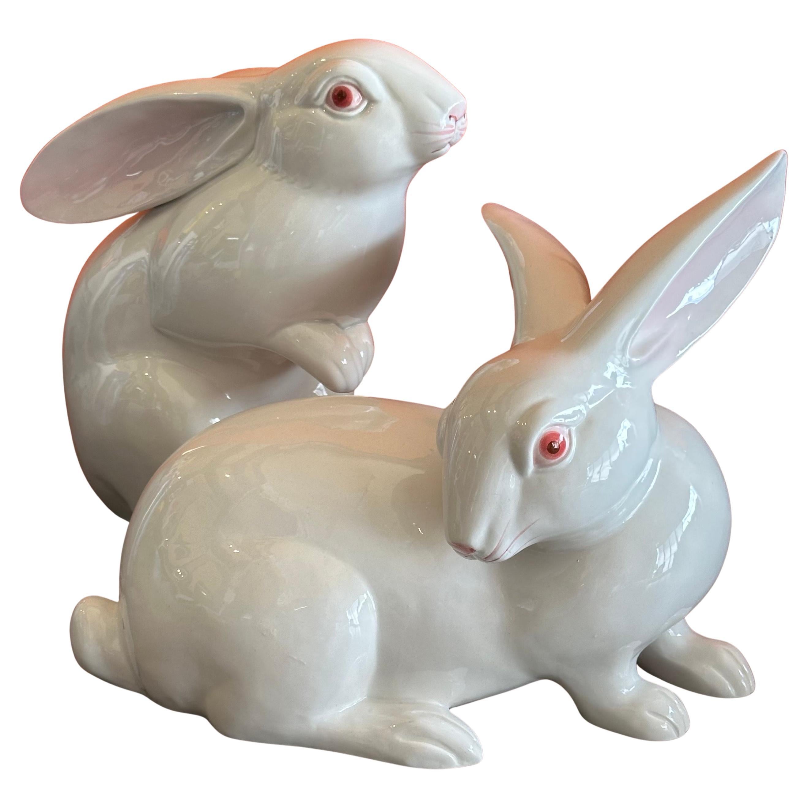 Coppia di conigli in porcellana bianca di Fitz and Floyd in vendita 10