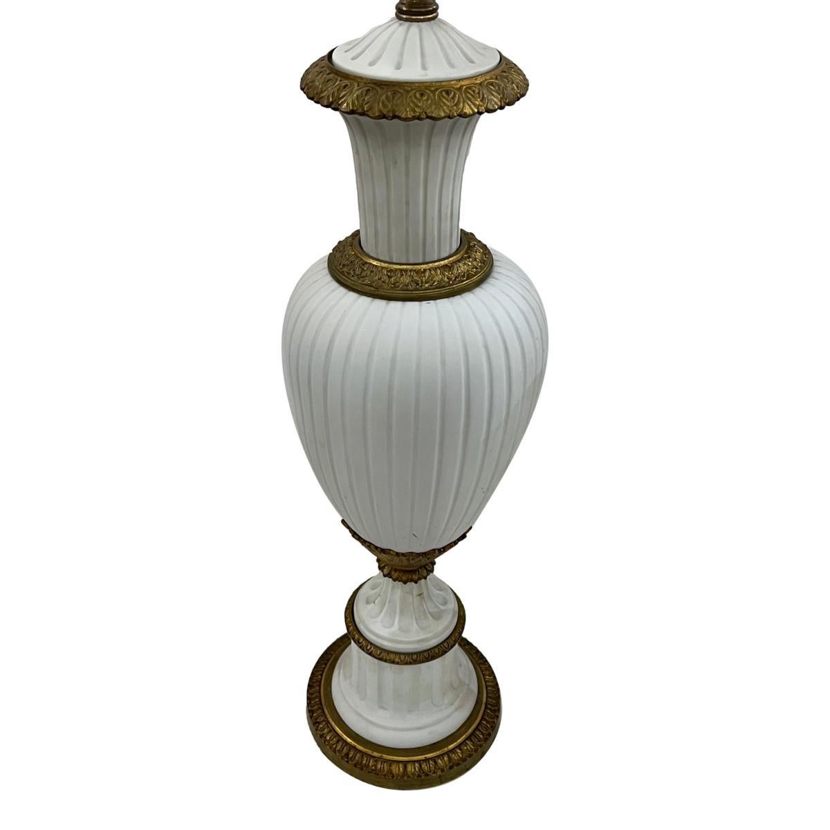 French Pair of White Porcelain Table Lamps For Sale