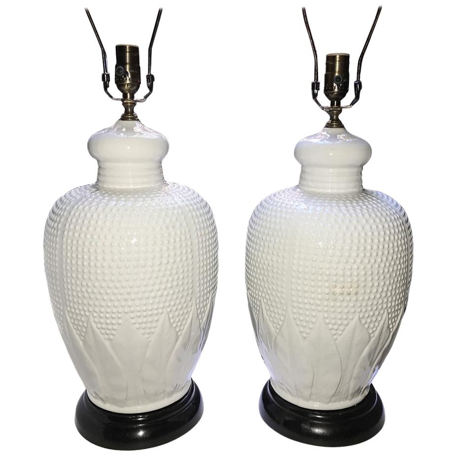 Pair of White Porcelain Table Lamps
