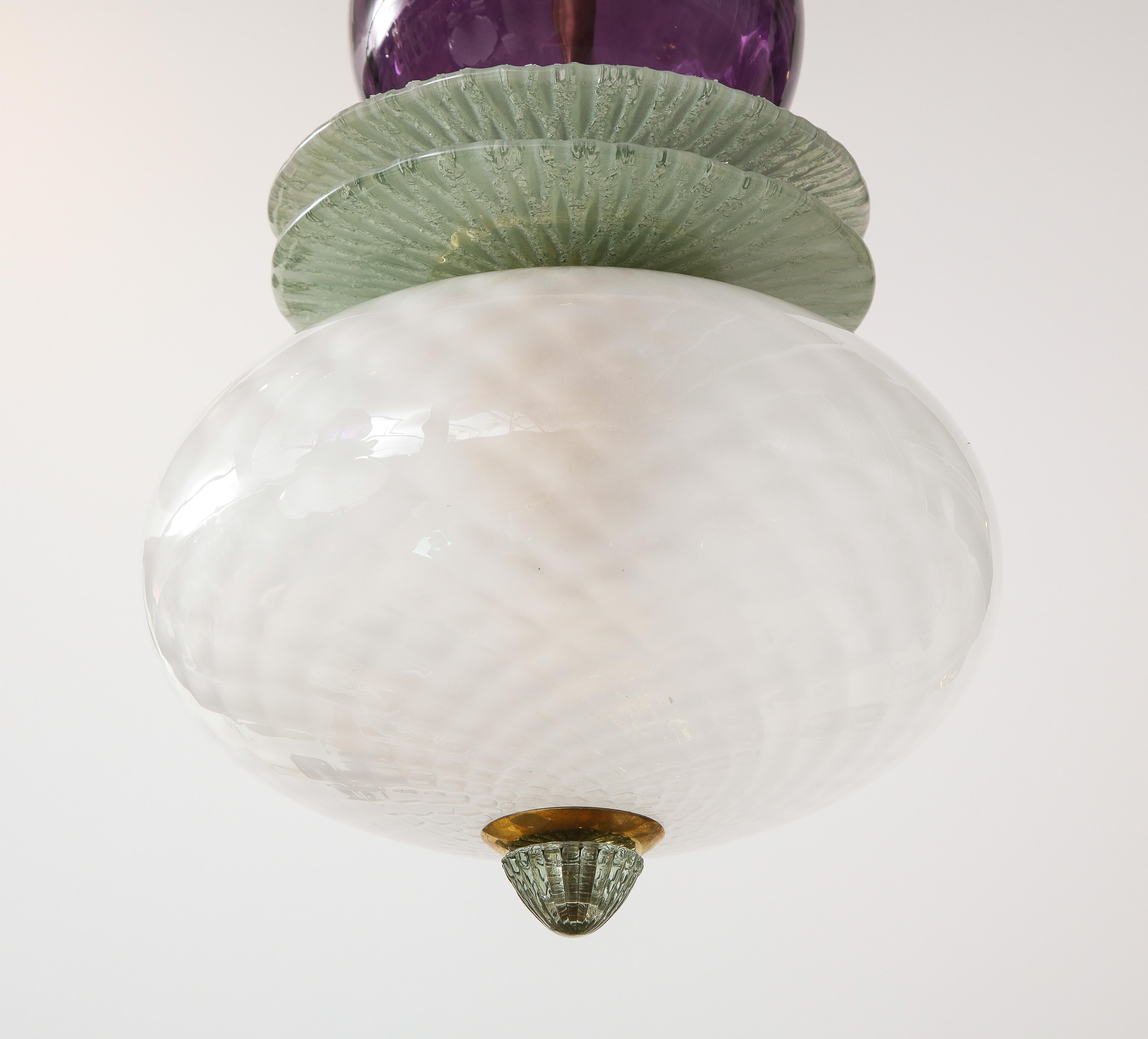 purple glass pendant light