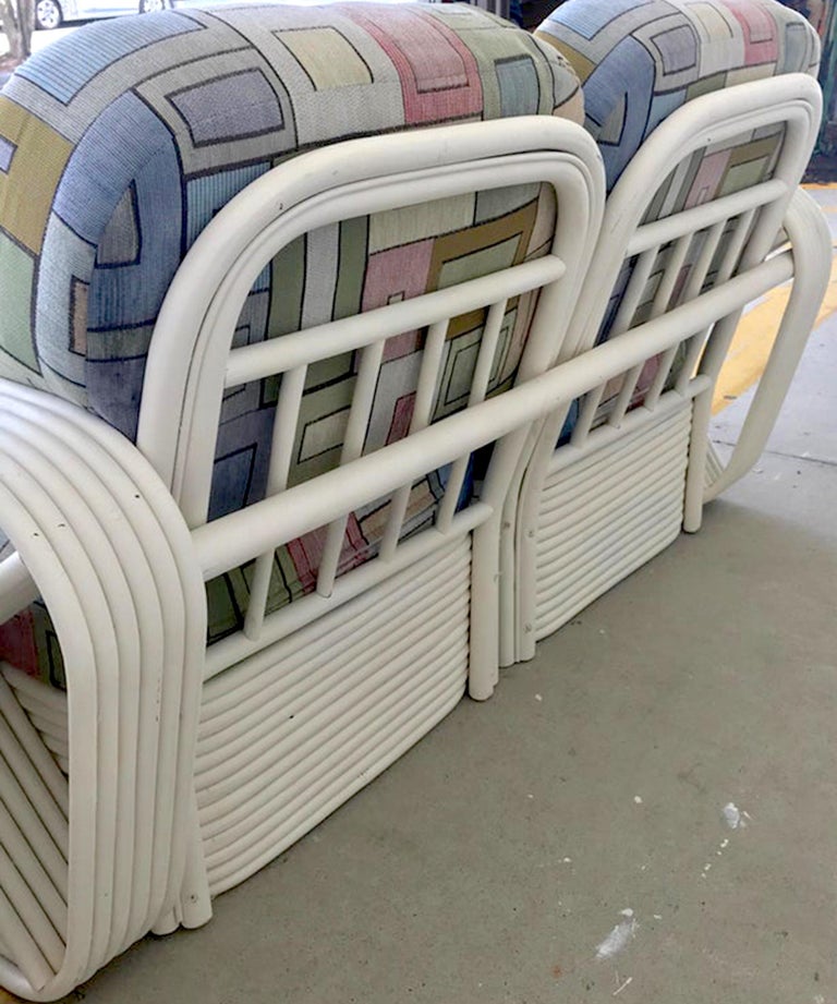 Pair of White Rattan Sofa Frames by Paul Frankl For Sale at 1stDibs