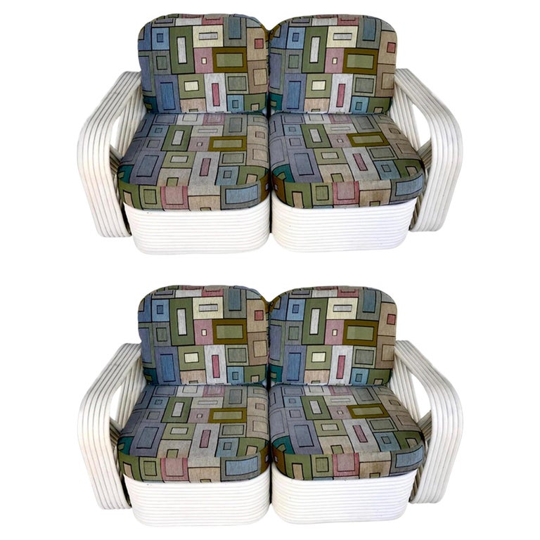 Pair of White Rattan Sofa Frames by Paul Frankl For Sale at 1stDibs