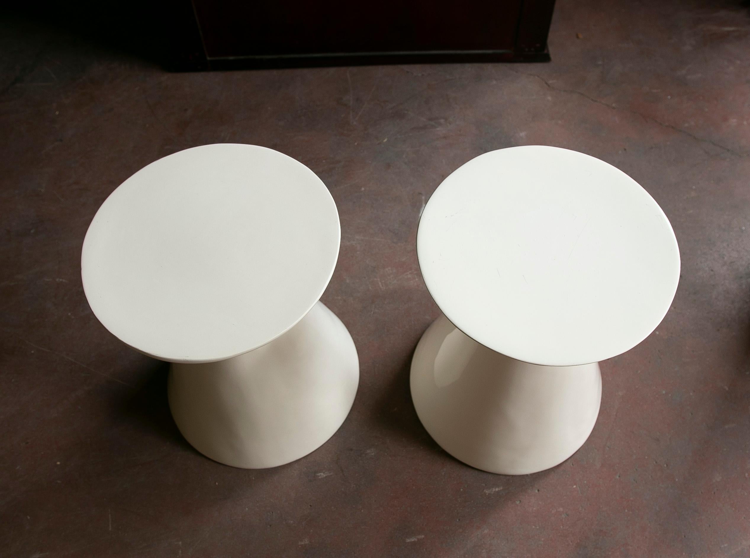 Pair of White Resin Stools For Sale 6