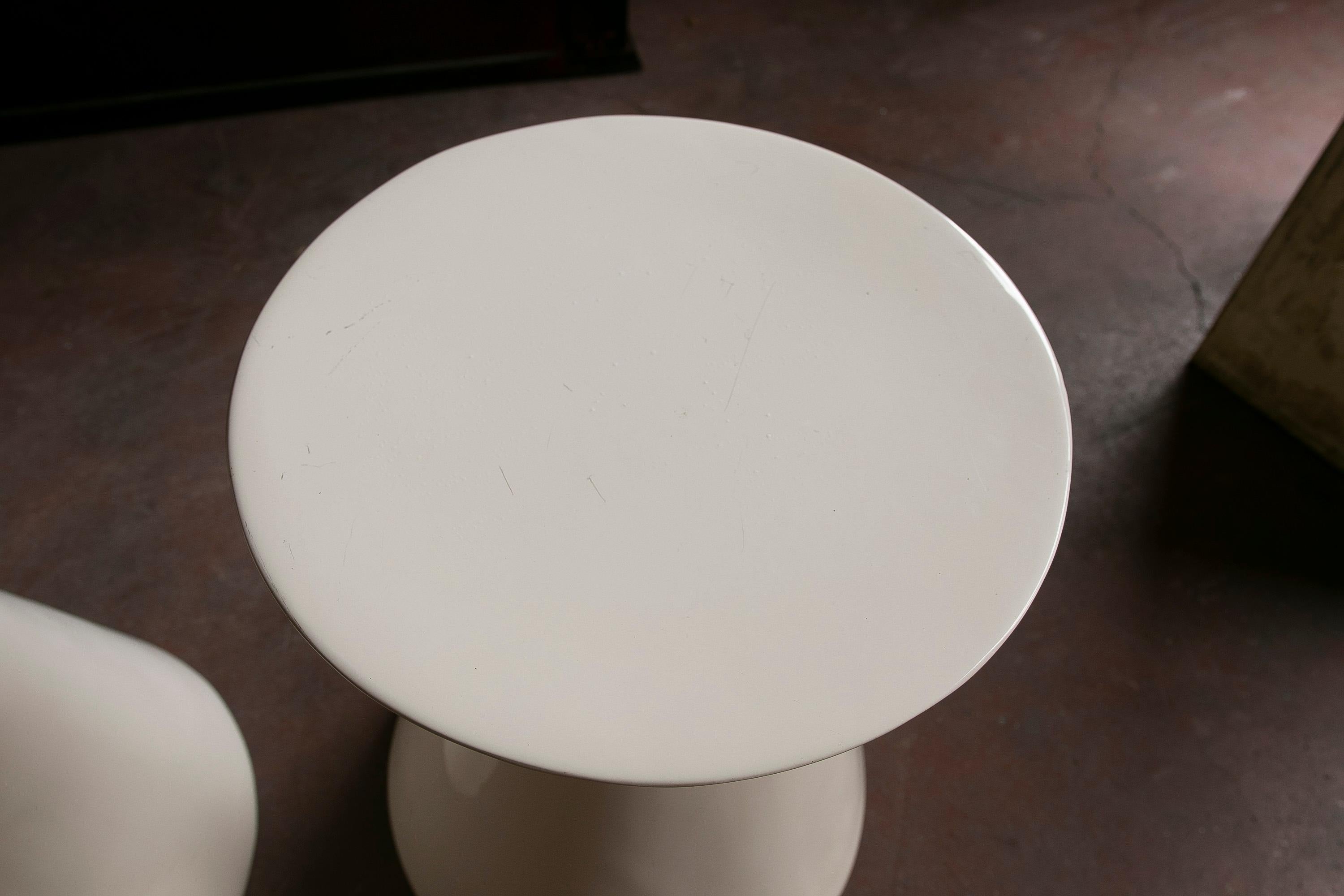 Pair of White Resin Stools For Sale 8