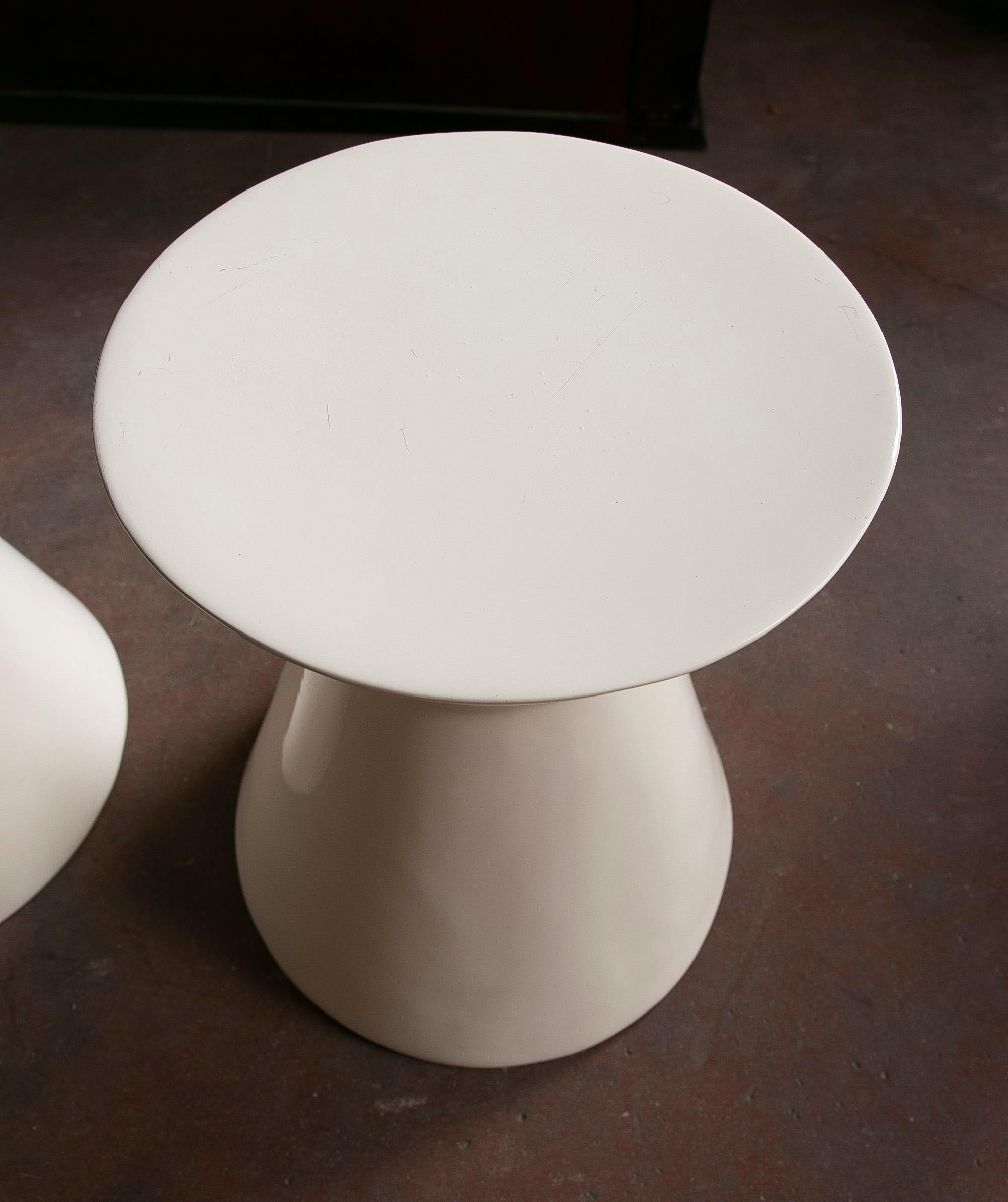 Pair of White Resin Stools For Sale 10