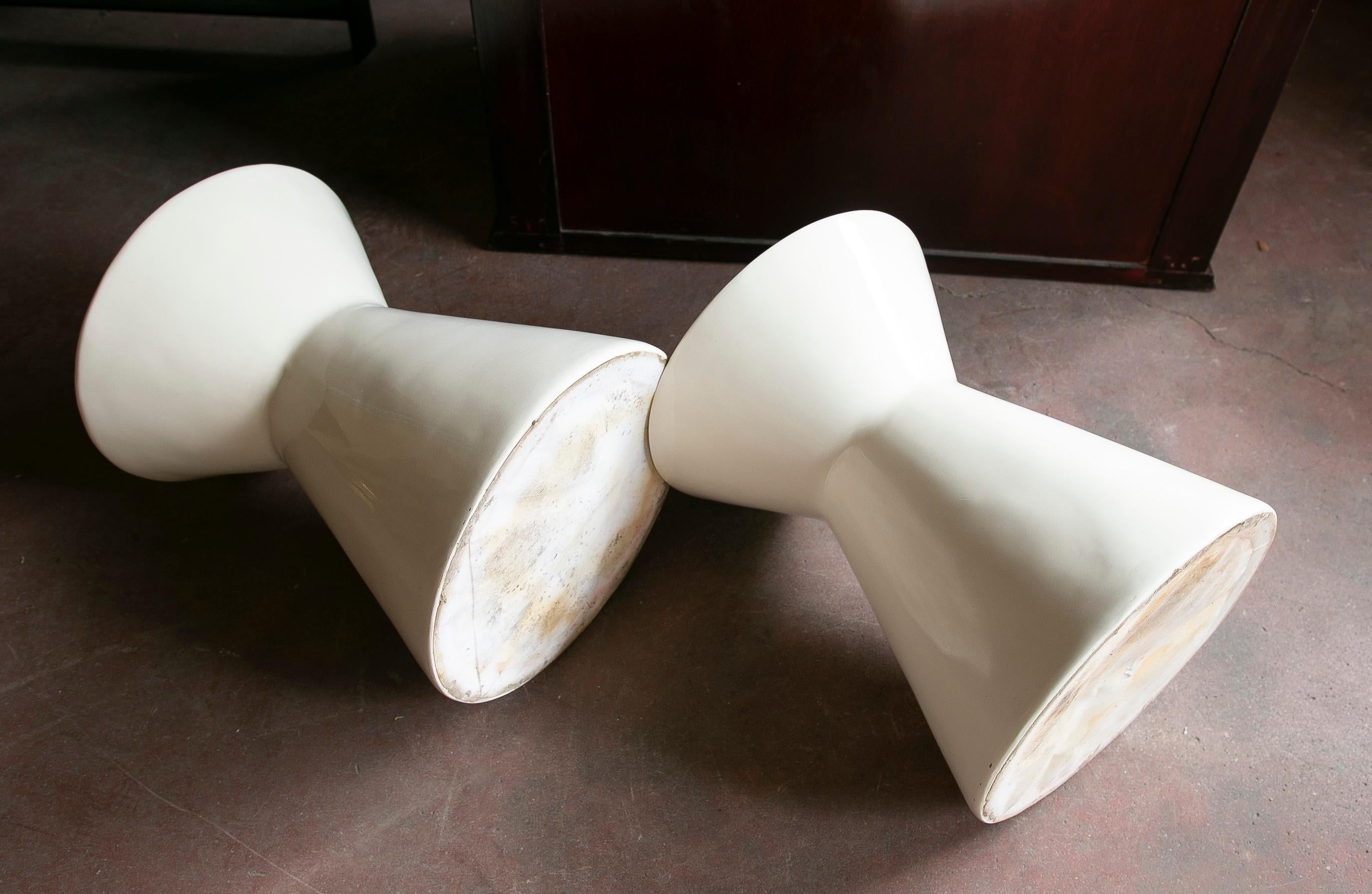 Pair of White Resin Stools For Sale 11