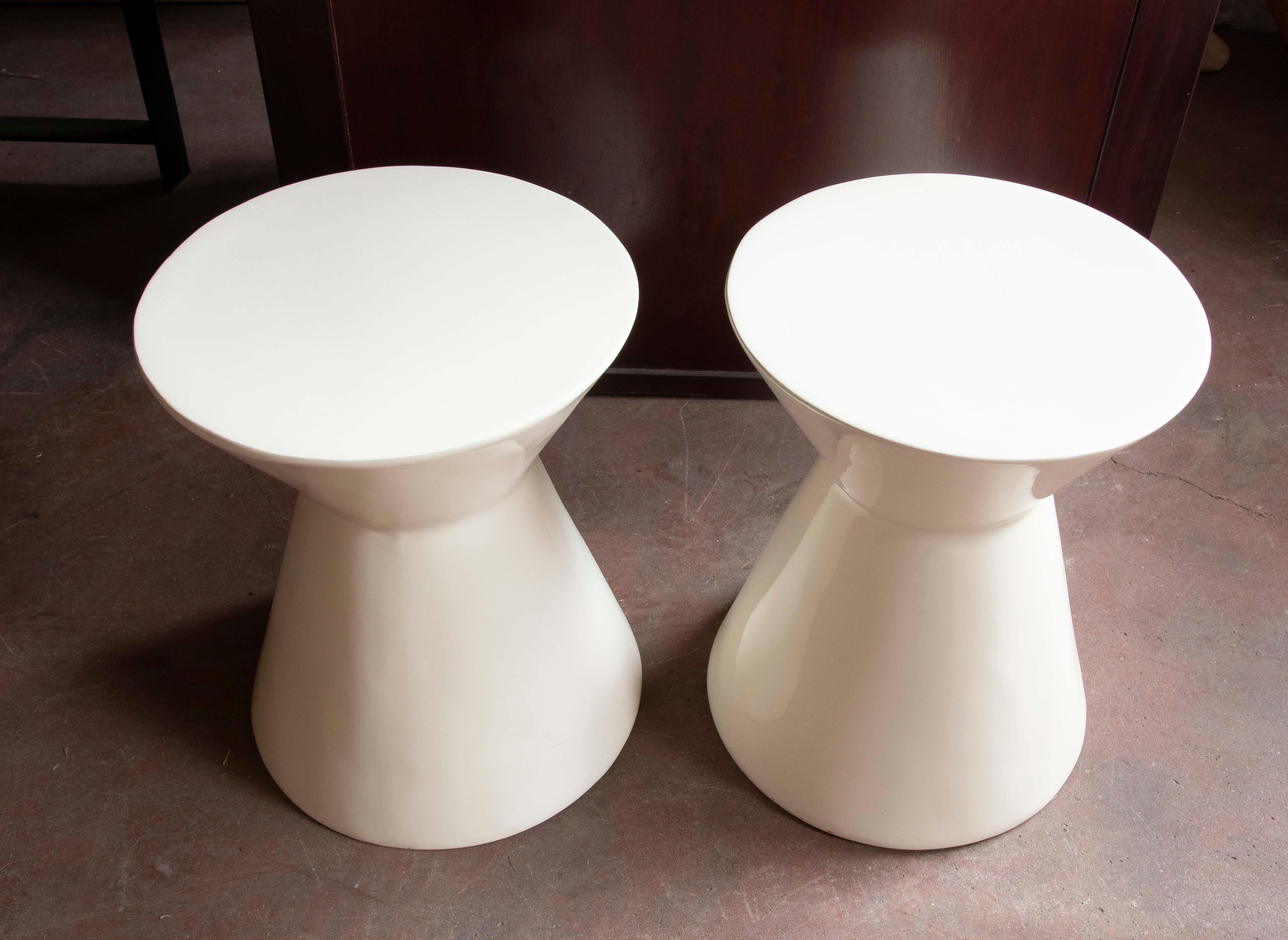 20th Century Pair of White Resin Stools For Sale