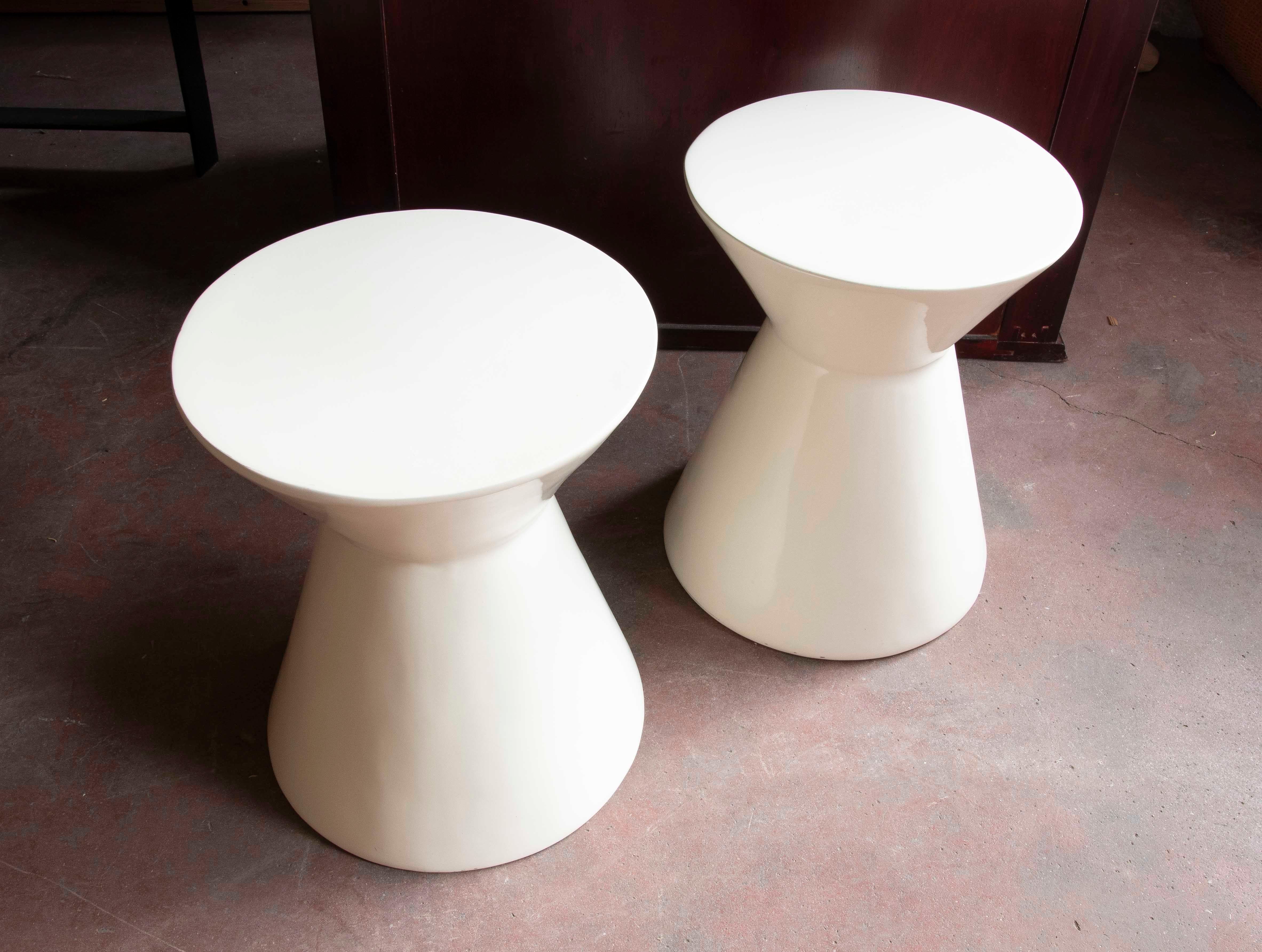 Pair of White Resin Stools For Sale 1