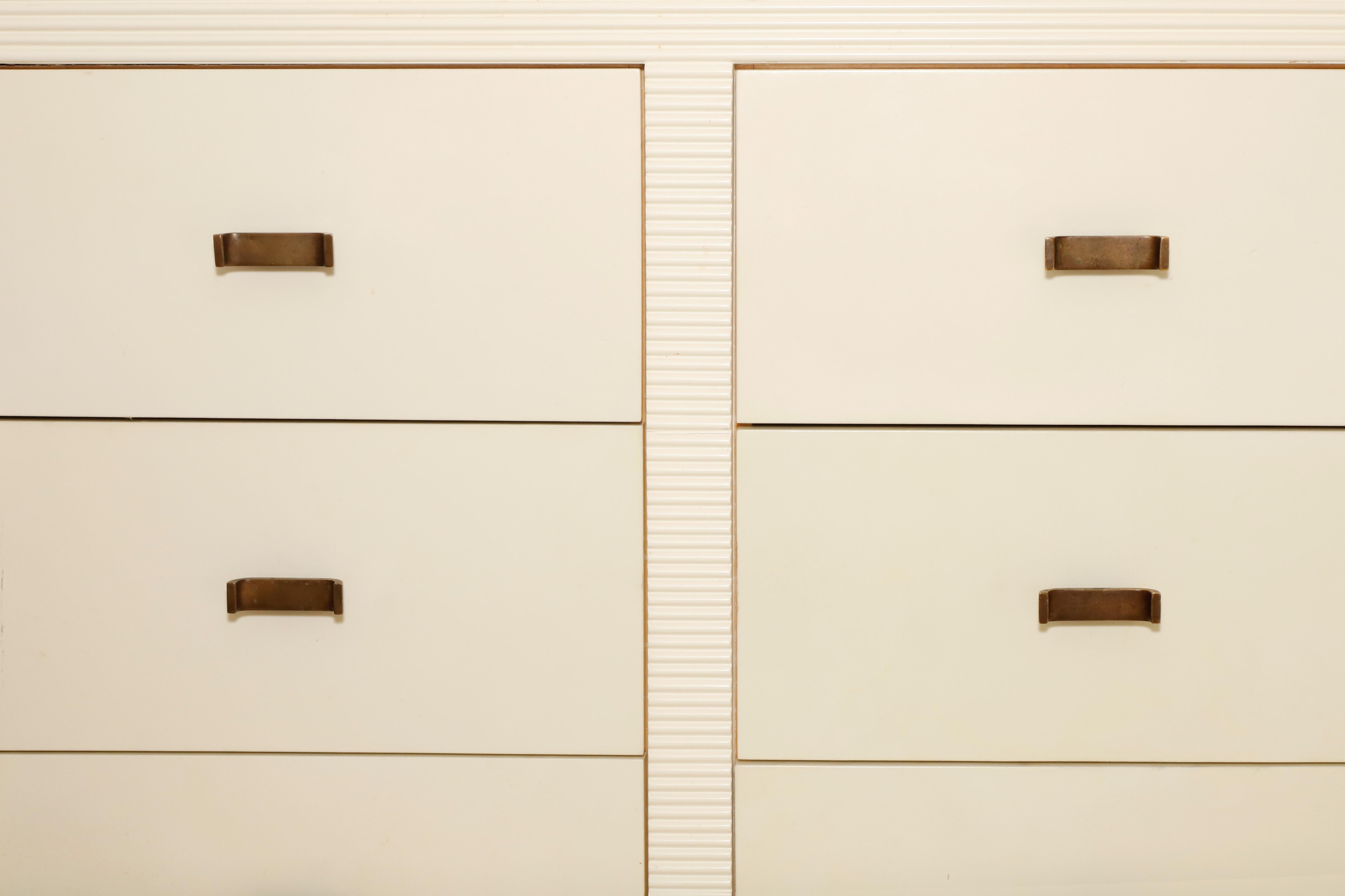 American Pair of White Satin Lacquer Dressers with Parchment Drawers by Juan Montoya For Sale