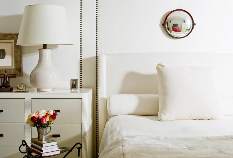 Pair of White Satin Lacquer Dressers with Parchment Drawers by Juan