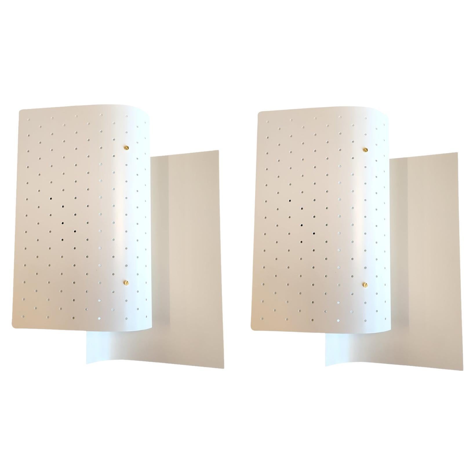 Michel Buffet - Pair of White Sconces B205 - IN STOCK! For Sale