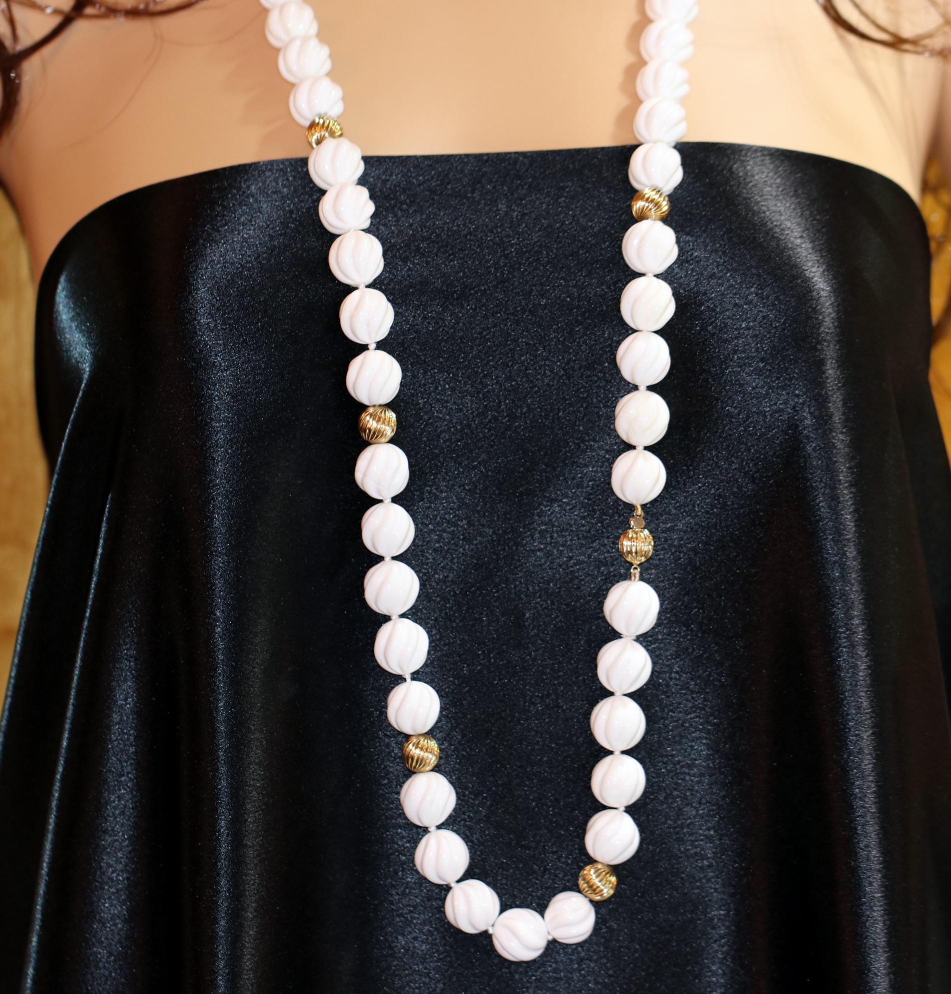 Pair of White Shell and Gold Bead Necklaces 2