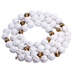 Pair of White Shell and Gold Bead Necklaces