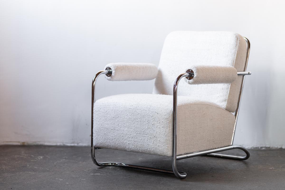 Upholstery Pair of White Silk Gilbert Rohde Chairs